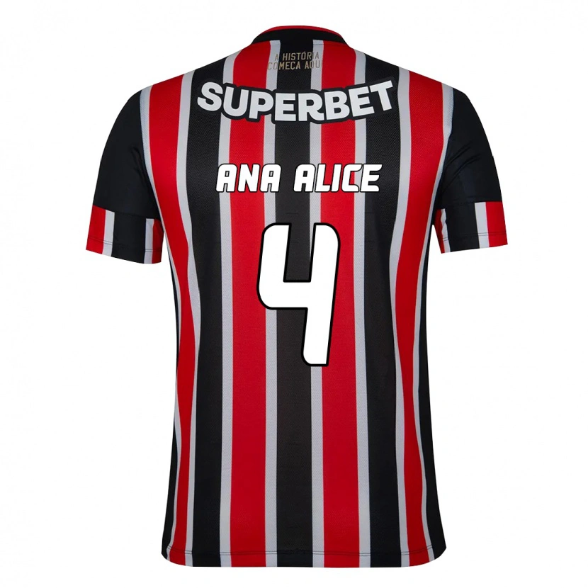 Danxen Mænd Ana Alice Luciano Da Silva #4 Rød Sort Hvid Udebane Spillertrøjer 2025/26 Trøje T-Shirt