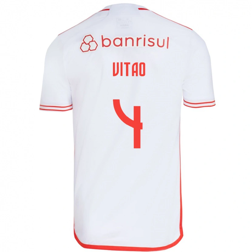 Danxen Mænd Vitão #4 Rød Hvid Udebane Spillertrøjer 2025/26 Trøje T-Shirt