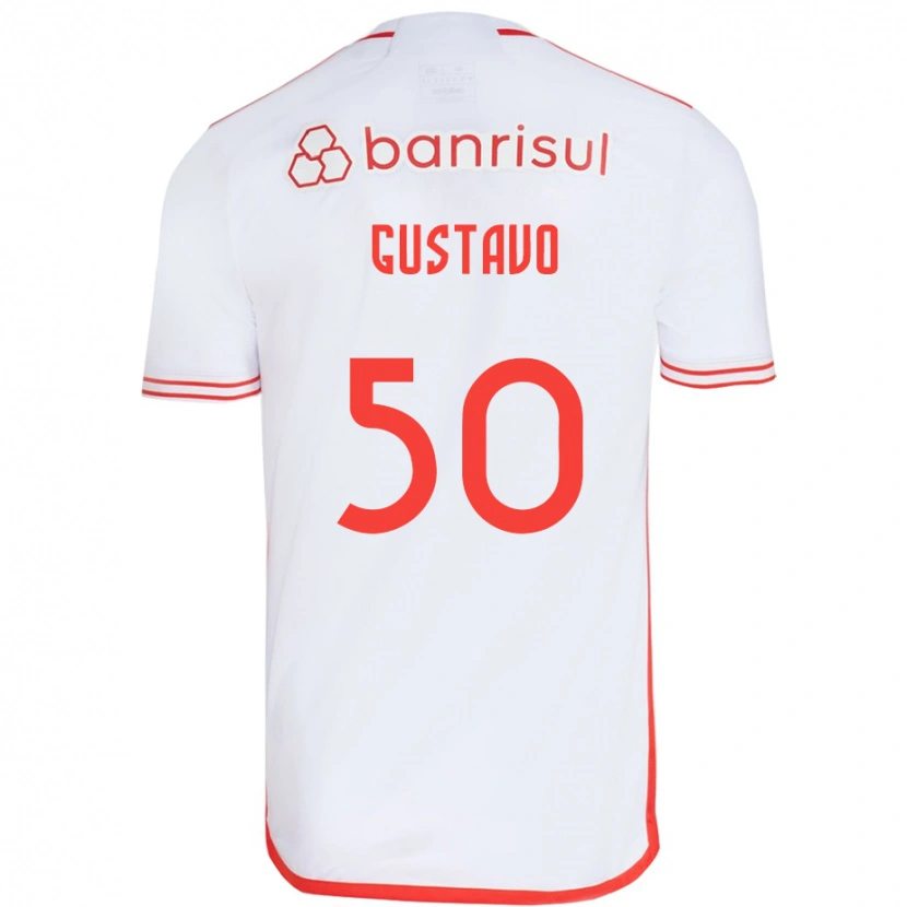 Danxen Mænd Gustavo #50 Rød Hvid Udebane Spillertrøjer 2025/26 Trøje T-Shirt