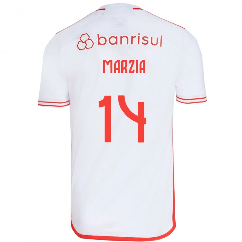 Danxen Mænd Marzia #14 Rød Hvid Udebane Spillertrøjer 2025/26 Trøje T-Shirt