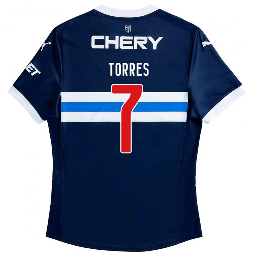 Danxen Mænd Joaquín Torres #7 Sort Blå Udebane Spillertrøjer 2025/26 Trøje T-Shirt