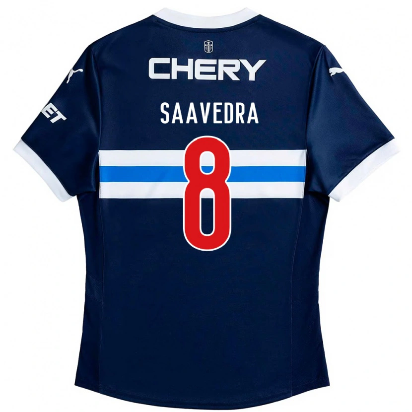 Danxen Mænd Ignacio Saavedra #8 Sort Blå Udebane Spillertrøjer 2025/26 Trøje T-Shirt