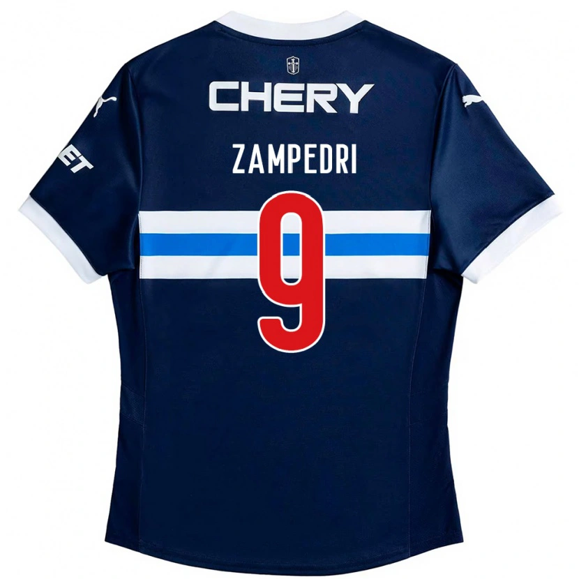 Danxen Mænd Fernando Zampedri #9 Sort Blå Udebane Spillertrøjer 2025/26 Trøje T-Shirt