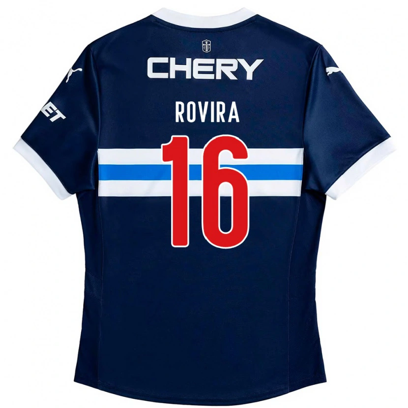 Danxen Mænd Brayan Rovira #16 Sort Blå Udebane Spillertrøjer 2025/26 Trøje T-Shirt
