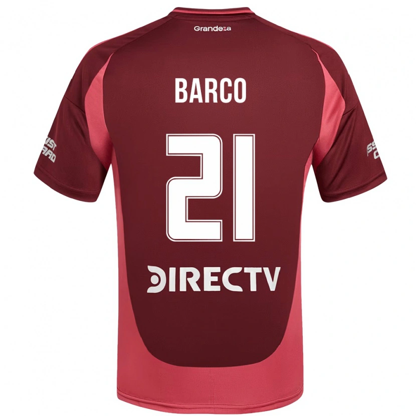 Danxen Mænd Esequiel Barco #21 Hvid Rød Udebane Spillertrøjer 2025/26 Trøje T-Shirt