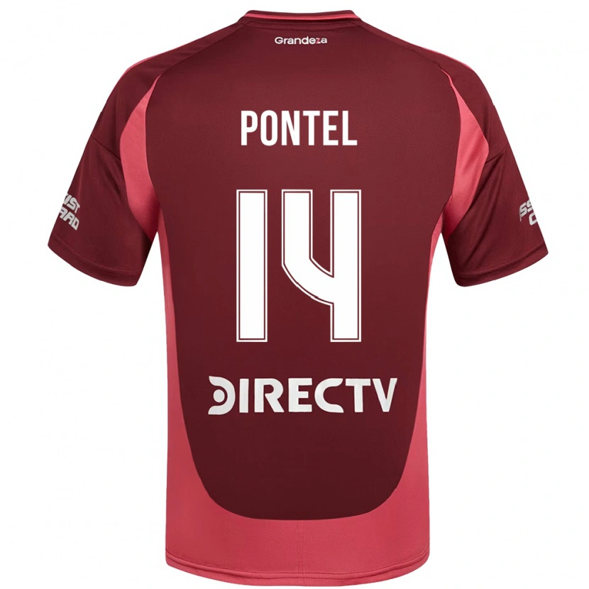 Danxen Mænd Daniela Pontel #14 Hvid Rød Udebane Spillertrøjer 2025/26 Trøje T-Shirt