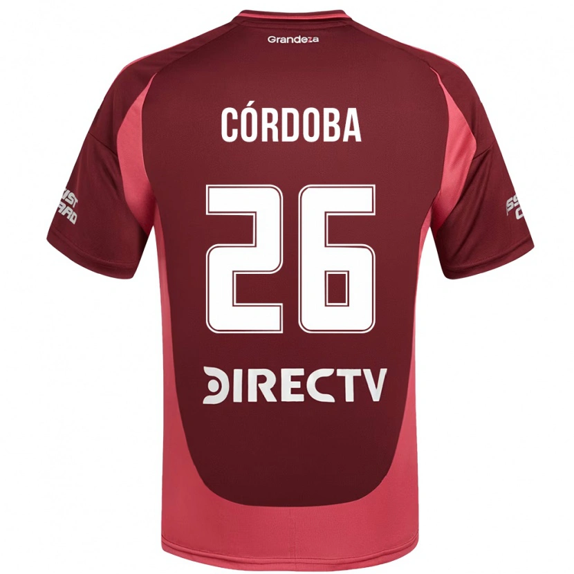 Danxen Mænd Sol Córdoba #26 Hvid Rød Udebane Spillertrøjer 2025/26 Trøje T-Shirt