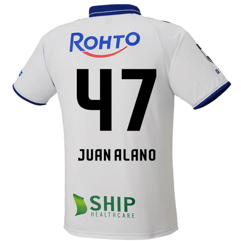 Danxen Mænd Juan Alano #47 Blå Hvid Sort Udebane Spillertrøjer 2025/26 Trøje T-Shirt