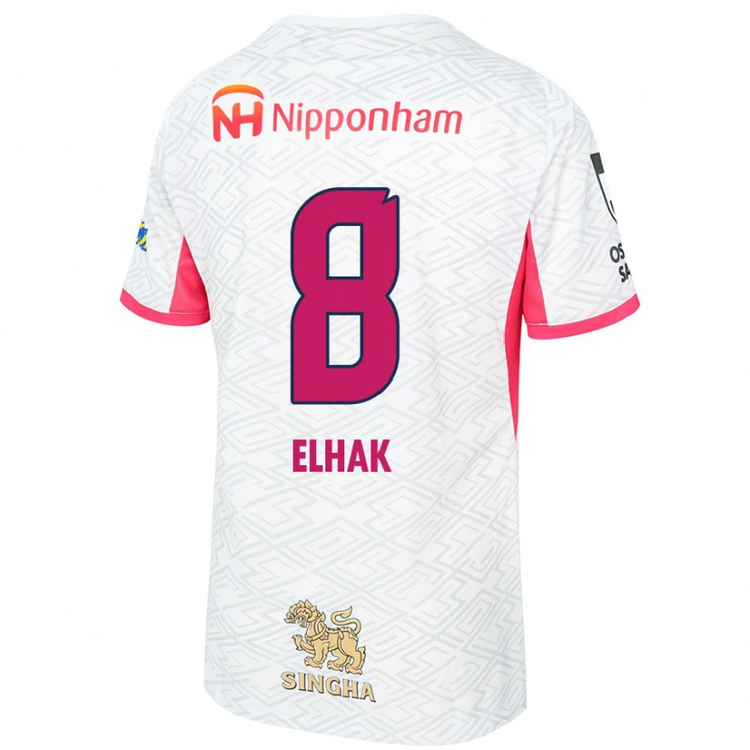 Danxen Mænd Akuro Elhak #8 Sakura Pink Hvid Udebane Spillertrøjer 2025/26 Trøje T-Shirt