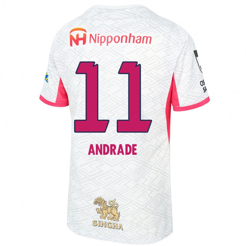 Danxen Mænd Thiago Andrade #11 Sakura Pink Hvid Udebane Spillertrøjer 2025/26 Trøje T-Shirt