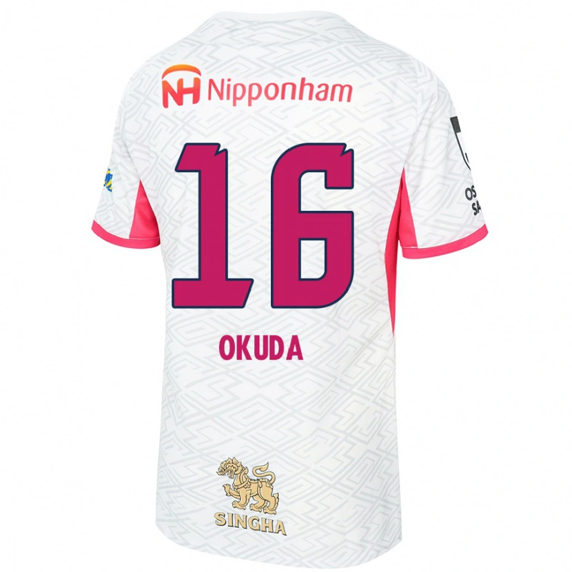 Danxen Mænd Hayato Okuda #16 Sakura Pink Hvid Udebane Spillertrøjer 2025/26 Trøje T-Shirt