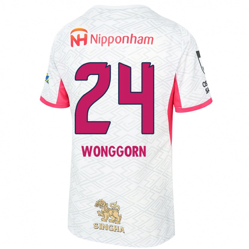 Danxen Mænd Jaroensak Wonggorn #24 Sakura Pink Hvid Udebane Spillertrøjer 2025/26 Trøje T-Shirt