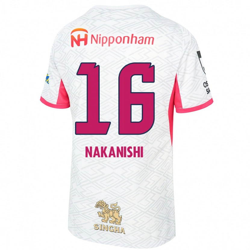Danxen Mænd Fuu Nakanishi #16 Sakura Pink Hvid Udebane Spillertrøjer 2025/26 Trøje T-Shirt