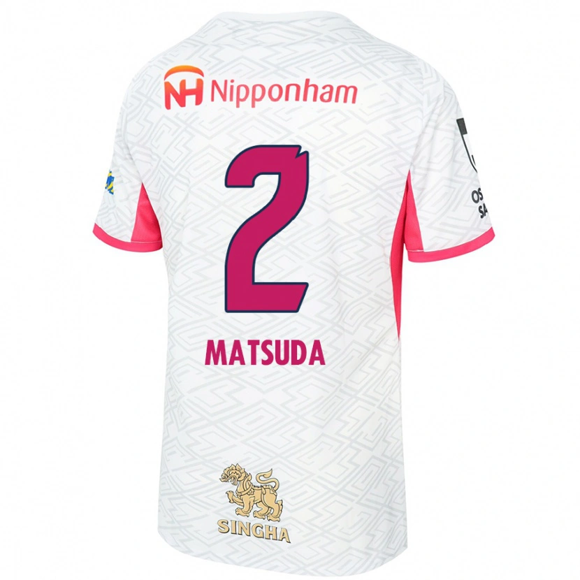Danxen Mænd Riku Matsuda #2 Sakura Pink Hvid Udebane Spillertrøjer 2025/26 Trøje T-Shirt