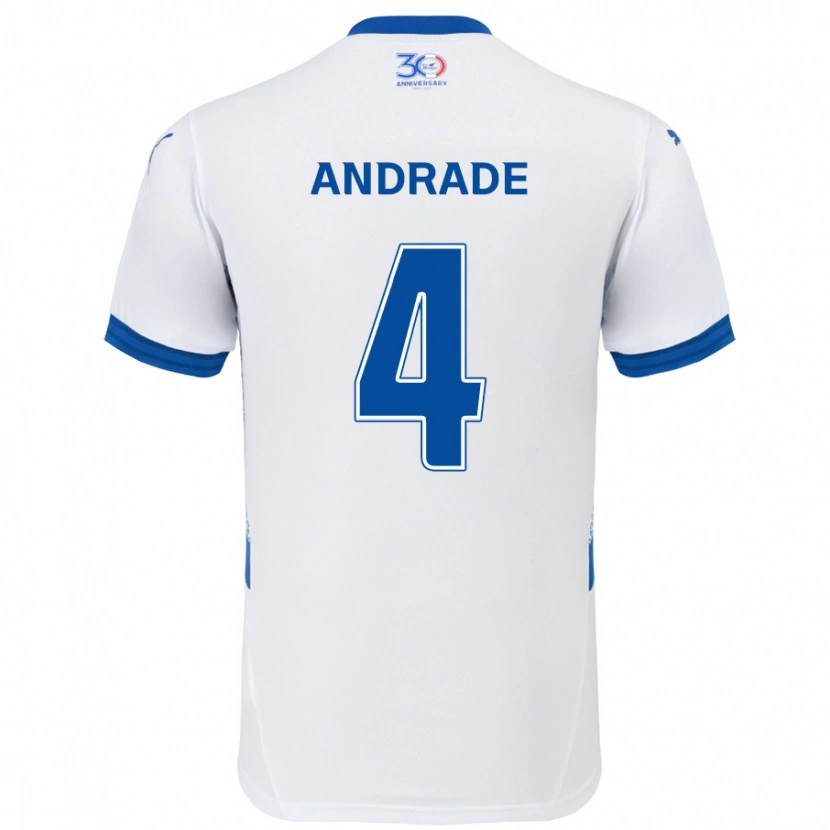 Danxen Mænd Léo Andrade #4 Royal Blå Hvid Udebane Spillertrøjer 2025/26 Trøje T-Shirt