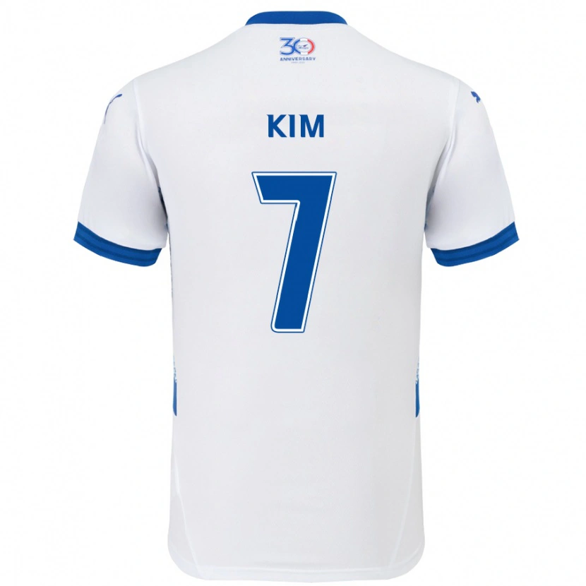 Danxen Mænd Hyun Kim #7 Royal Blå Hvid Udebane Spillertrøjer 2025/26 Trøje T-Shirt