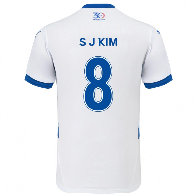 Danxen Mænd Ji-Sung Kim #8 Royal Blå Hvid Udebane Spillertrøjer 2025/26 Trøje T-Shirt