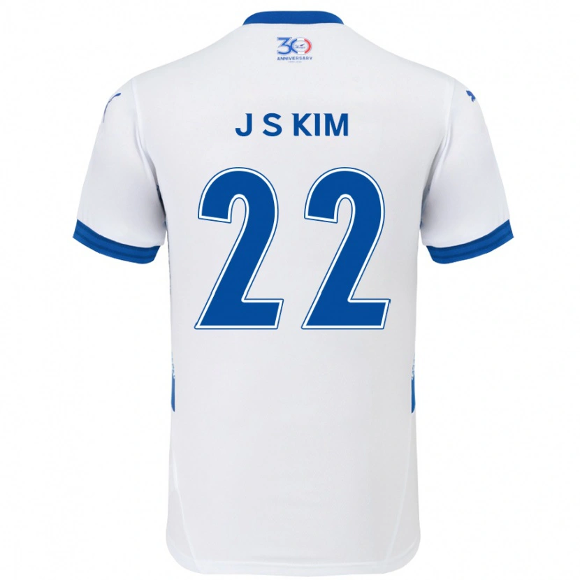 Danxen Mænd Sang-Jun Kim #22 Royal Blå Hvid Udebane Spillertrøjer 2025/26 Trøje T-Shirt