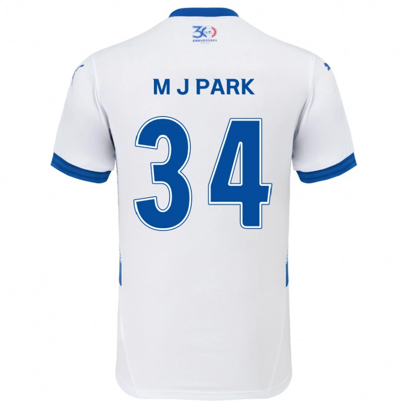 Danxen Mænd Ji-Min Park #34 Royal Blå Hvid Udebane Spillertrøjer 2025/26 Trøje T-Shirt