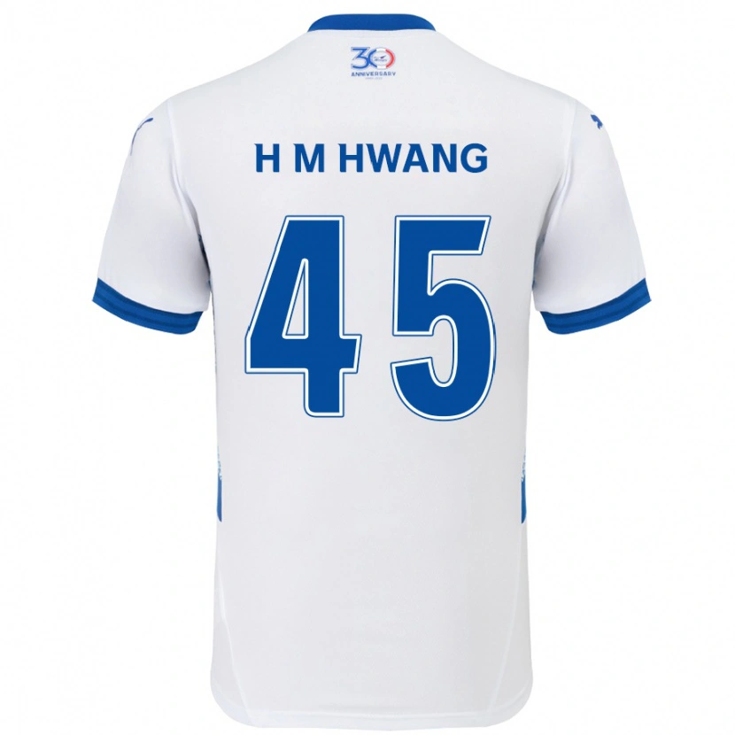 Danxen Mænd Myung-Hyun Hwang #45 Royal Blå Hvid Udebane Spillertrøjer 2025/26 Trøje T-Shirt