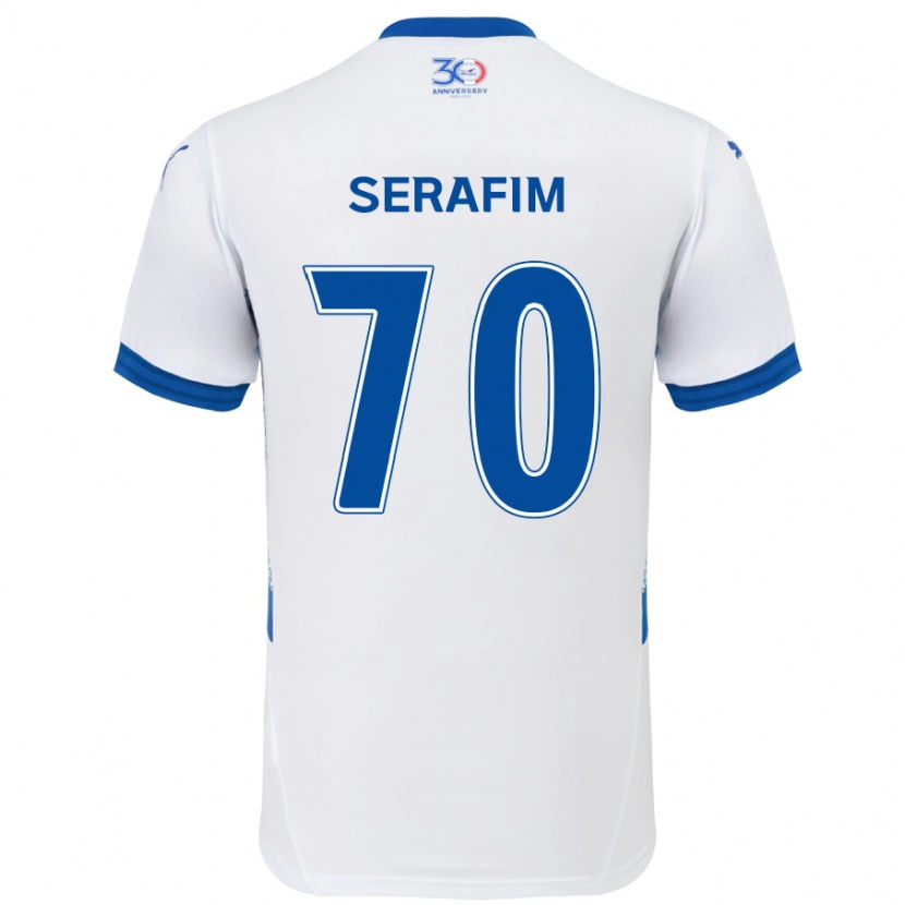 Danxen Mænd Matheus Serafim #70 Royal Blå Hvid Udebane Spillertrøjer 2025/26 Trøje T-Shirt