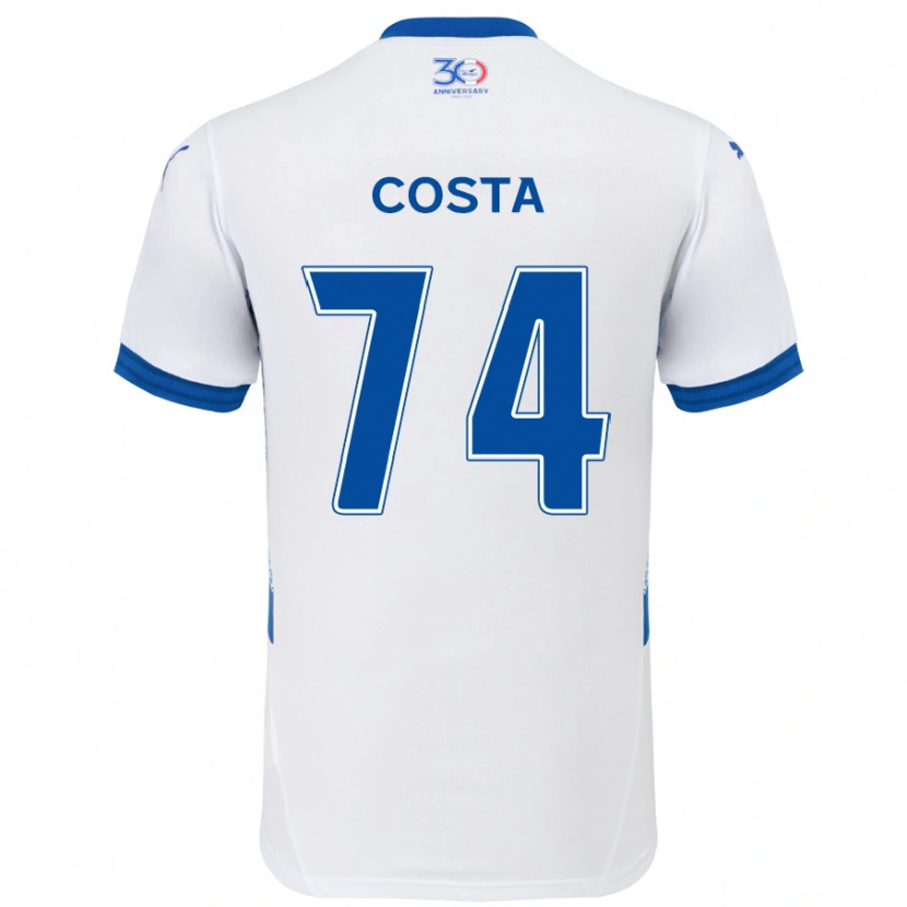 Danxen Mænd Bruno Costa #74 Royal Blå Hvid Udebane Spillertrøjer 2025/26 Trøje T-Shirt