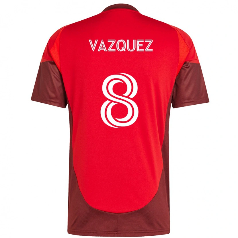 Danxen Kvinder Víctor Vázquez #8 Hvid Rød Hjemmebane Spillertrøjer 2025/26 Trøje T-Shirt
