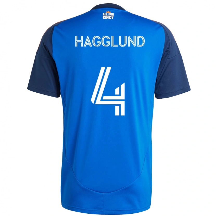Danxen Kvinder Nick Hagglund #4 Hvid Blå Orange Hjemmebane Spillertrøjer 2025/26 Trøje T-Shirt