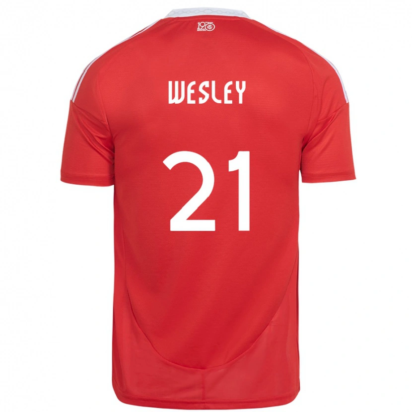 Danxen Kvinder Wesley #21 Hvid Rød Hjemmebane Spillertrøjer 2025/26 Trøje T-Shirt