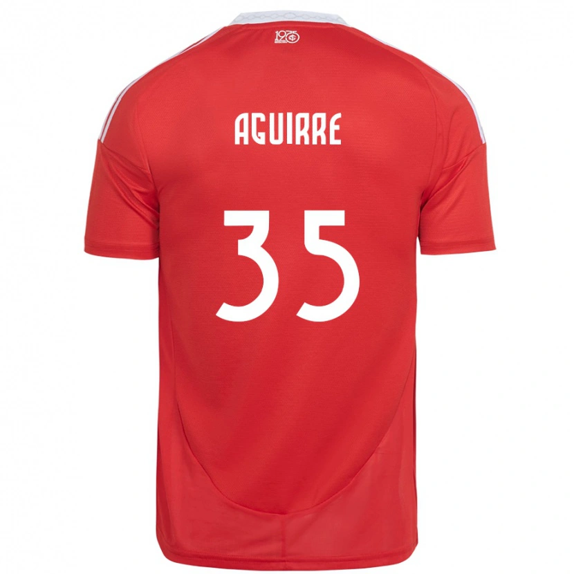 Danxen Kvinder Braian Aguirre #35 Rød Hvid Hjemmebane Spillertrøjer 2025/26 Trøje T-Shirt