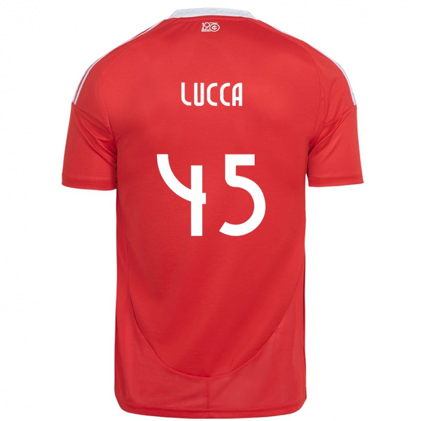Danxen Kvinder Lucca #45 Hvid Rød Hjemmebane Spillertrøjer 2025/26 Trøje T-Shirt
