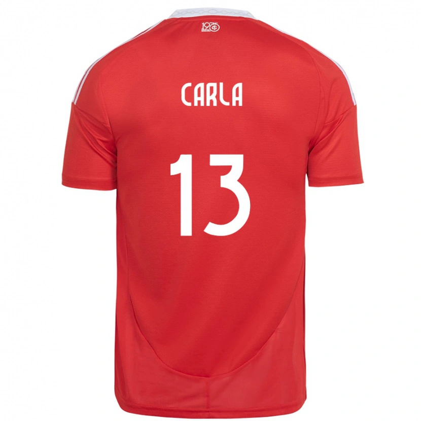 Danxen Kvinder Carla #13 Rød Hvid Hjemmebane Spillertrøjer 2025/26 Trøje T-Shirt