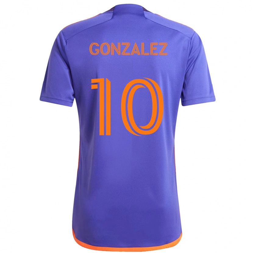 Danxen Kvinder Yair González #10 Orange Hvid Udebane Spillertrøjer 2025/26 Trøje T-Shirt
