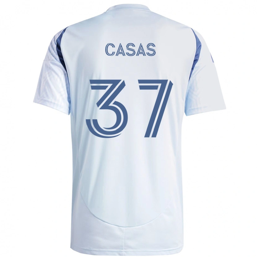 Danxen Kvinder Javier Casas #37 Rød Hvid Udebane Spillertrøjer 2025/26 Trøje T-Shirt