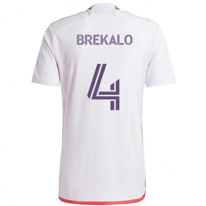 Danxen Kvinder David Brekalo #4 Lilla Hvid Udebane Spillertrøjer 2025/26 Trøje T-Shirt