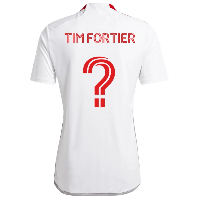 Danxen Kvinder Tim Fortier #0 Rød Hvid Udebane Spillertrøjer 2025/26 Trøje T-Shirt