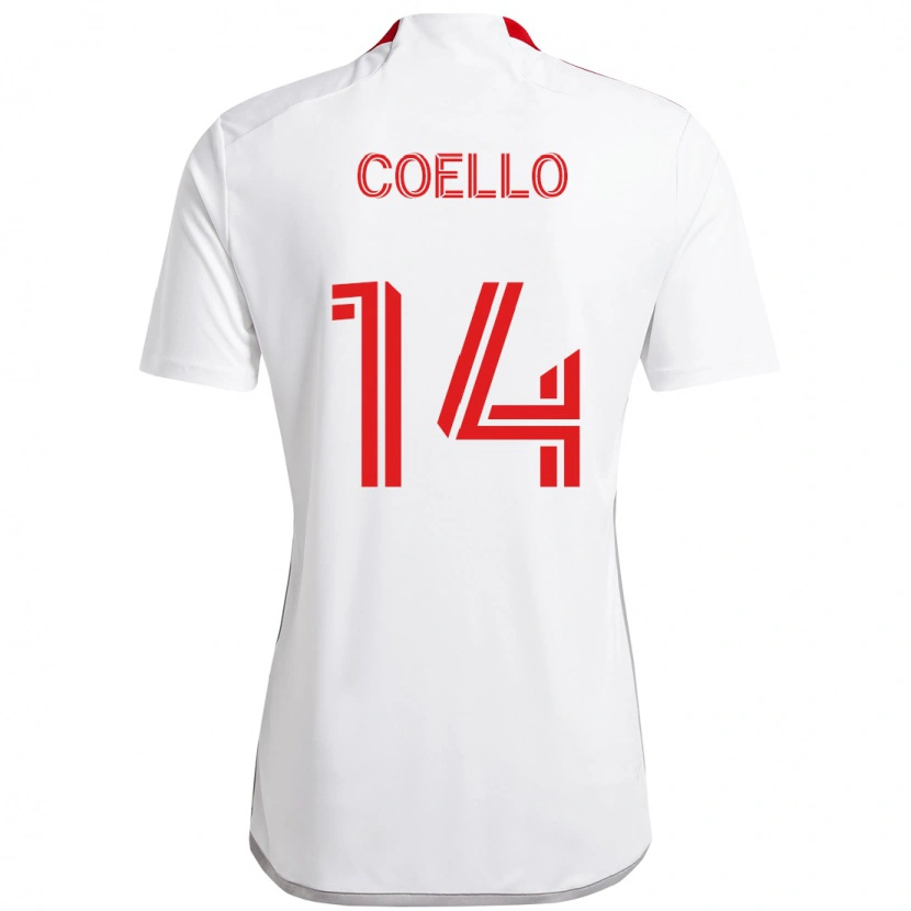 Danxen Kvinder Alonso Coello #14 Rød Hvid Udebane Spillertrøjer 2025/26 Trøje T-Shirt