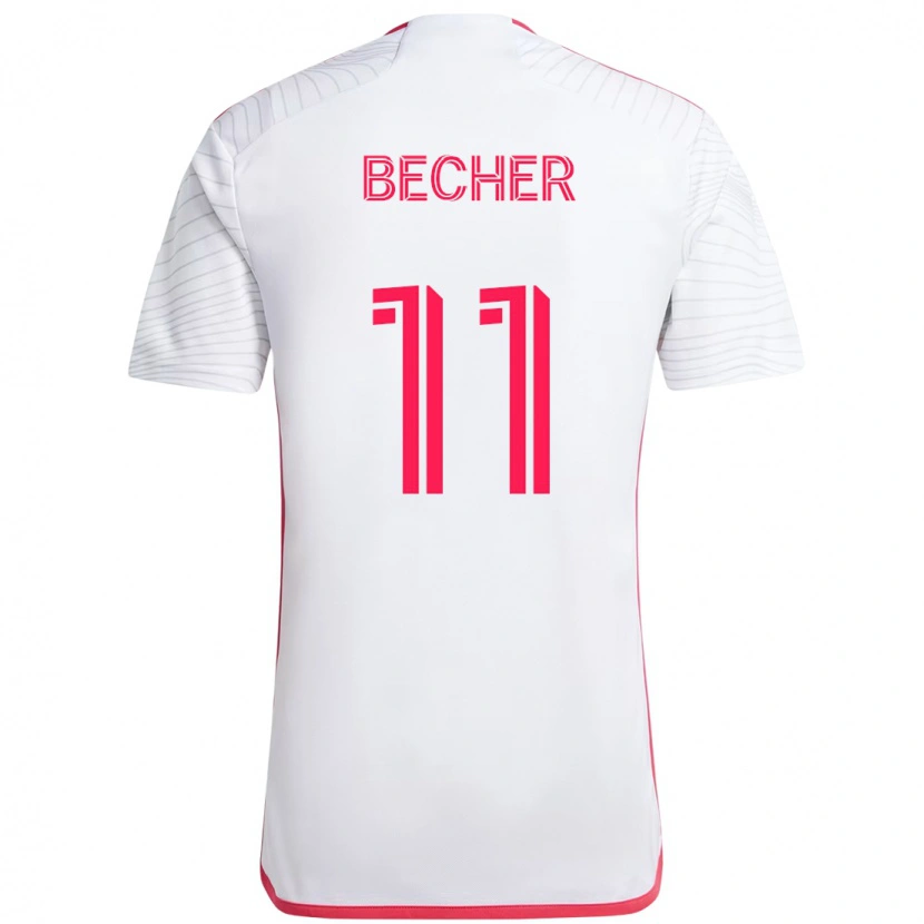 Danxen Kvinder Simon Becher #11 Magenta Hvid Udebane Spillertrøjer 2025/26 Trøje T-Shirt
