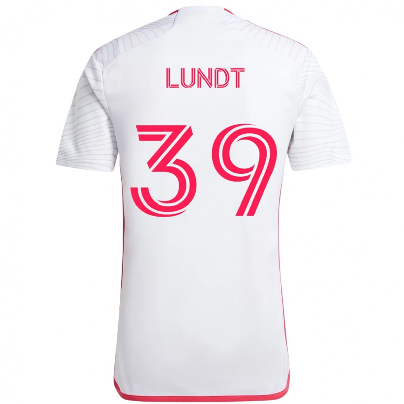 Danxen Kvinder Ben Lundt #39 Magenta Hvid Udebane Spillertrøjer 2025/26 Trøje T-Shirt