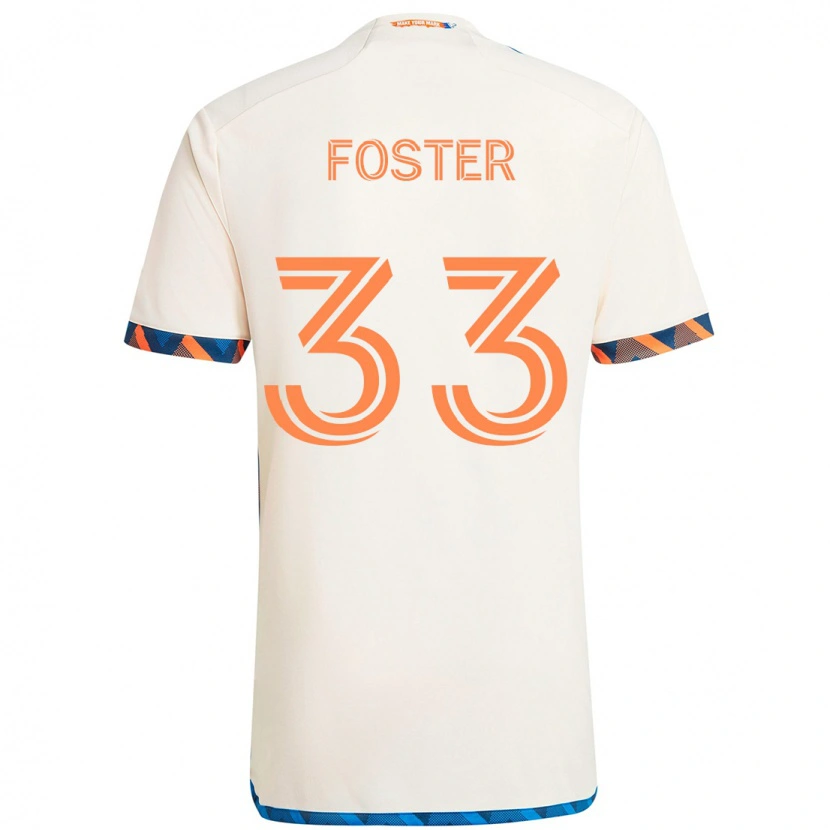 Danxen Kvinder Isaiah Foster #33 Mørkeblå Orange Udebane Spillertrøjer 2025/26 Trøje T-Shirt