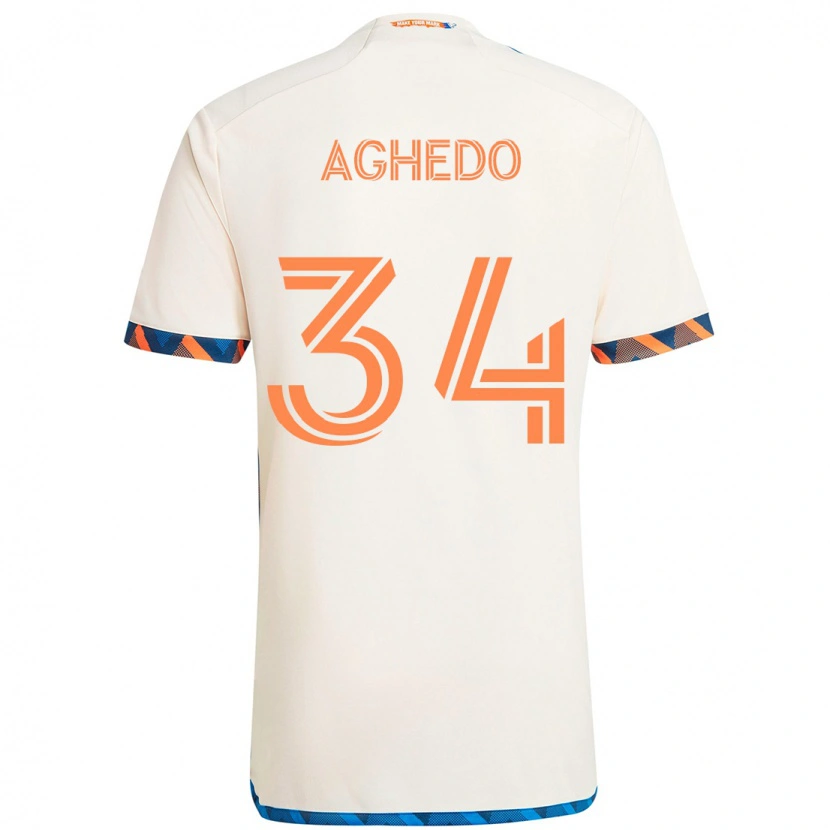 Danxen Kvinder London Aghedo #34 Mørkeblå Orange Udebane Spillertrøjer 2025/26 Trøje T-Shirt