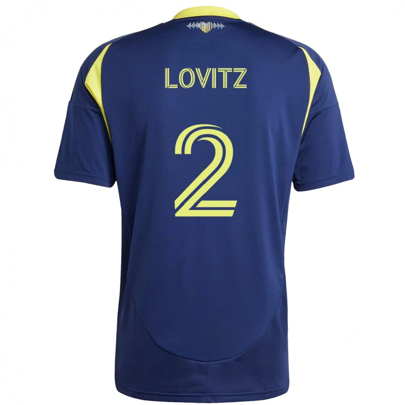 Danxen Kvinder Daniel Lovitz #2 Gul Marineblå Udebane Spillertrøjer 2025/26 Trøje T-Shirt