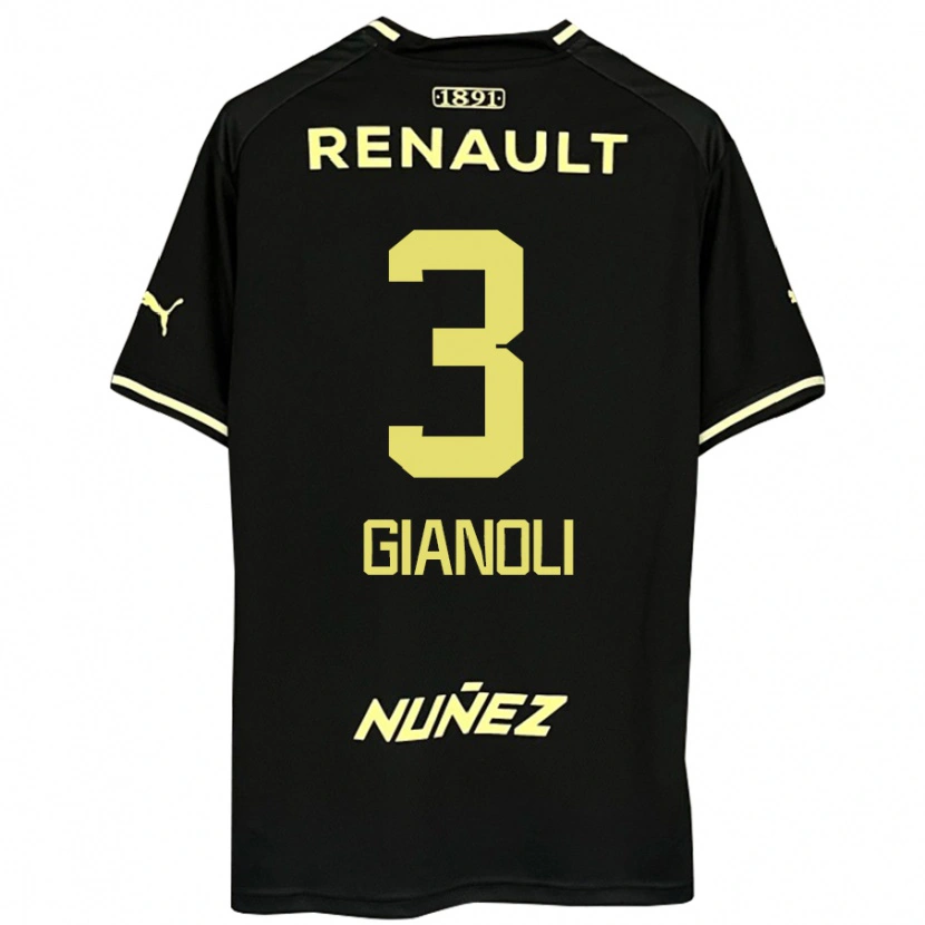 Danxen Kvinder Martín Gianoli #3 Gul Sort Udebane Spillertrøjer 2025/26 Trøje T-Shirt