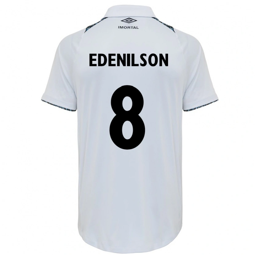 Danxen Kvinder Edenilson #8 Hvid Blå Udebane Spillertrøjer 2025/26 Trøje T-Shirt