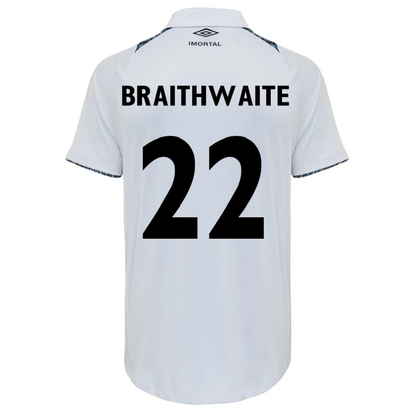 Danxen Kvinder Martin Braithwaite #22 Blå Sort Hvid Udebane Spillertrøjer 2025/26 Trøje T-Shirt