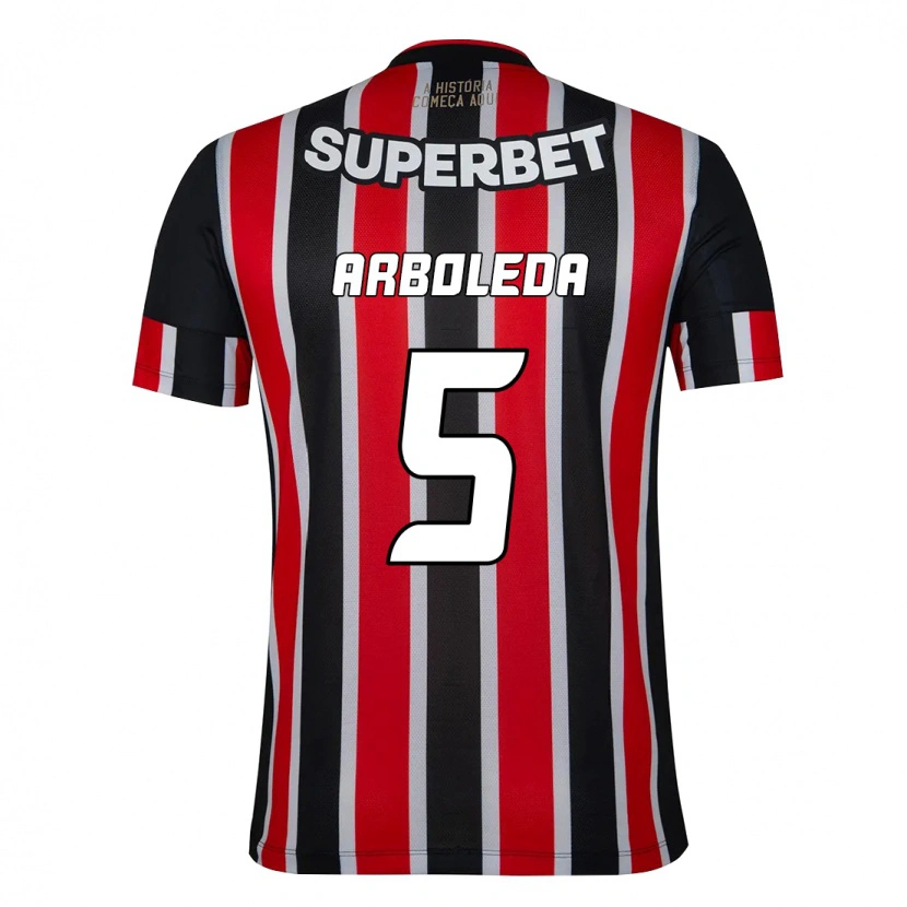 Danxen Kvinder Robert Arboleda #5 Rød Sort Hvid Udebane Spillertrøjer 2025/26 Trøje T-Shirt