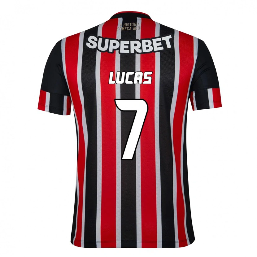 Danxen Kvinder Lucas Moura #7 Rød Sort Hvid Udebane Spillertrøjer 2025/26 Trøje T-Shirt
