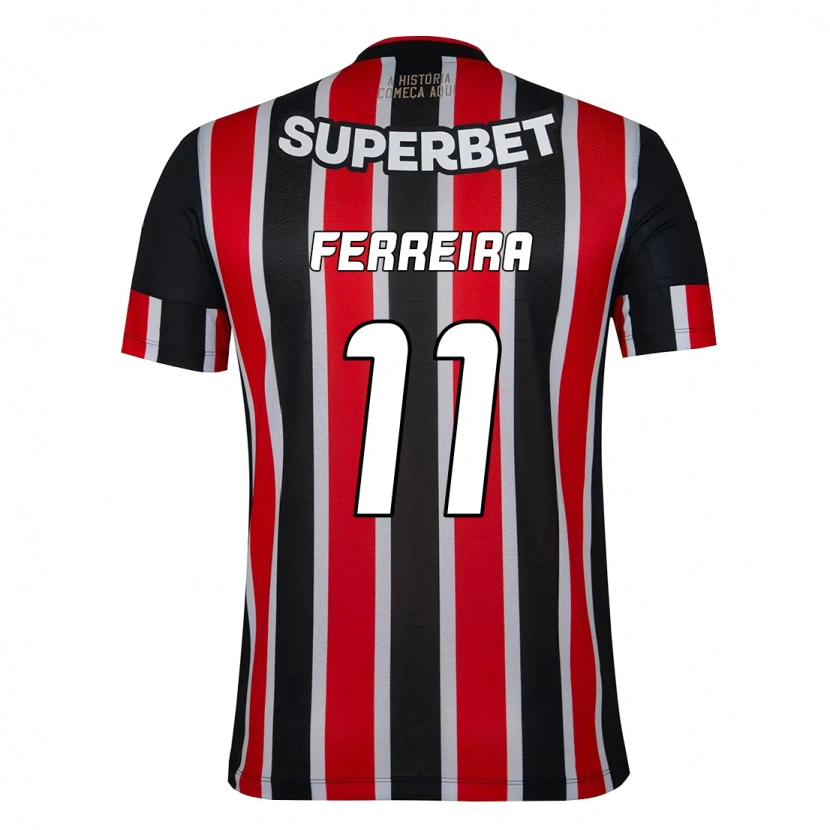 Danxen Kvinder Ferreirinha #11 Rød Sort Hvid Udebane Spillertrøjer 2025/26 Trøje T-Shirt