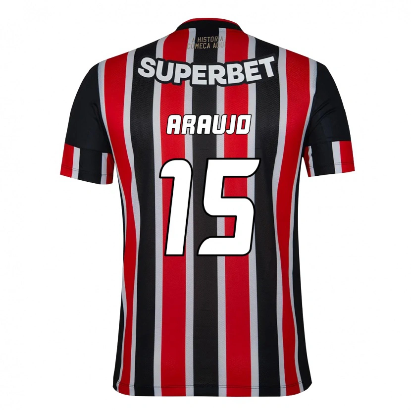 Danxen Kvinder Michel Araújo #15 Rød Sort Hvid Udebane Spillertrøjer 2025/26 Trøje T-Shirt