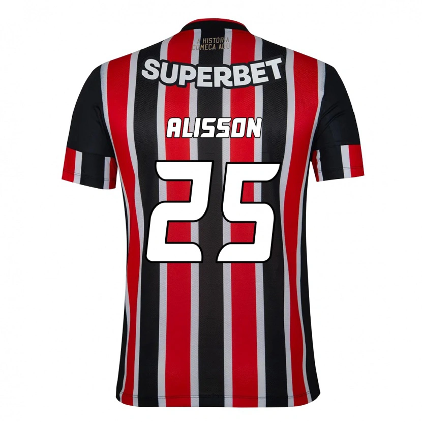 Danxen Kvinder Alisson #25 Rød Sort Hvid Udebane Spillertrøjer 2025/26 Trøje T-Shirt